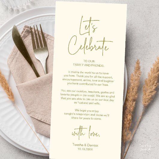 Modern Wedding Reception Dinner Thank You Card Programm