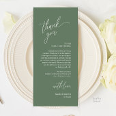 Modern Wedding Reception Dinner Thank You Card Programm