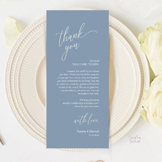 Modern Wedding Reception Dinner Thank You Card Programm