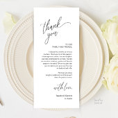 Modern Wedding Reception Dinner Thank You Card Programm