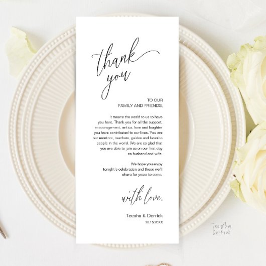 Modern Wedding Reception Dinner Thank You Card Programm
