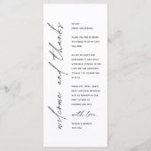 Modern Wedding Reception Dinner Thank You Card Programm (Vorderseite)
