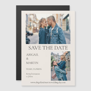 Modern Wedding Rett Date Tan 2 Foto Save the Date Magneteinladung