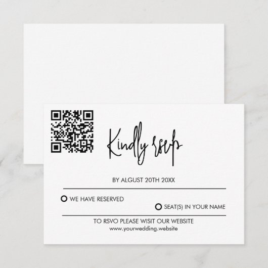 Modern Wedding RSVP Card with QR Code Karte (Vorne/Hinten)