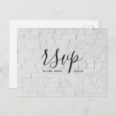 Modern Wedding Rsvp Karte White Brick Script (Vorne/Hinten)