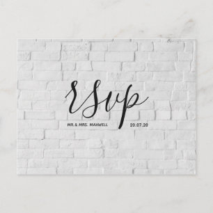 Modern Wedding Rsvp Karte White Brick Script