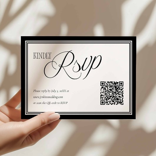 Modern Wedding RSVP with QR code Card Karte