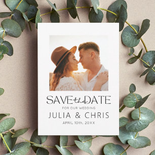 Modern Wedding Save the Date Card with Photo