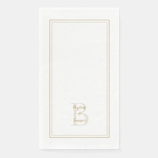 Modern Wedding Simple Monogram Names Initial Gold Serviette (Vorderseite)