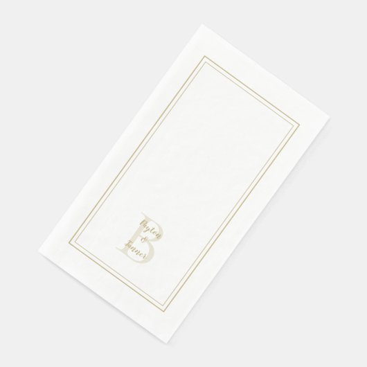 Modern Wedding Simple Monogram Names Initial Gold Serviette (Ecke)