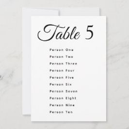 Modern Wedding Table Number Seating Chart Cards