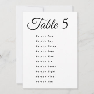 Modern Wedding Table Number Seating Chart Cards