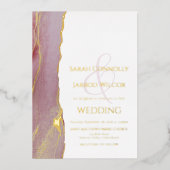 Modern Wedding Viva Magenta Gold Folieneinladung (Vorderseite)