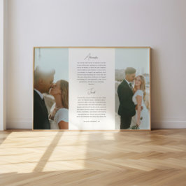 Modern Wedding Vows Minimalistic Script 2-Photo Poster