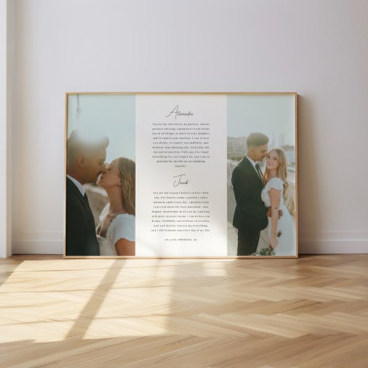 Modern Wedding Vows Minimalistic Script 2-Photo Poster