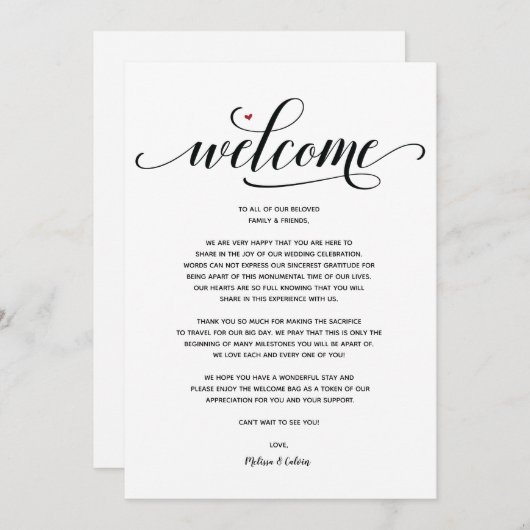 Modern Wedding Welcome and Itinerary card v1 Programm (Vorne/Hinten)