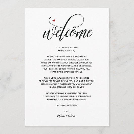 Modern Wedding Welcome and Itinerary card v1 Programm (Vorderseite)