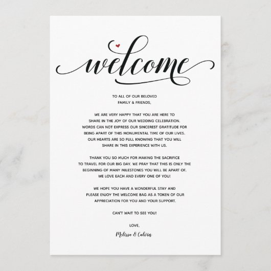 Modern Wedding Welcome and Itinerary card v25 Programm (Vorderseite)