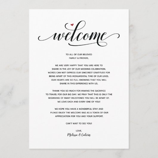 Modern Wedding Welcome and Itinerary card v2 Programm (Rückseite)