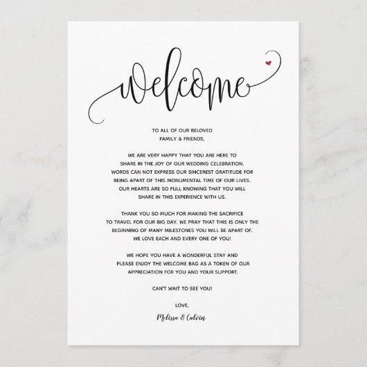 Modern Wedding Welcome and Itinerary card v2 Programm (Vorderseite)