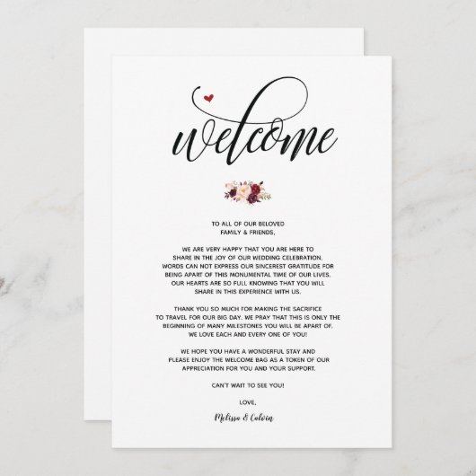 Modern Wedding Welcome and Itinerary card v3 Programm (Vorne/Hinten)