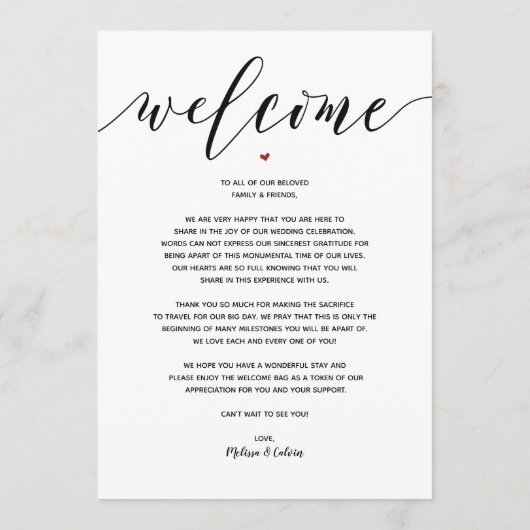 Modern Wedding Welcome and Itinerary card v3 Programm (Rückseite)