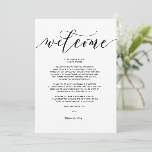 Modern Wedding Welcome and Itinerary card v6 Einladung (Stehend Vorderseite)