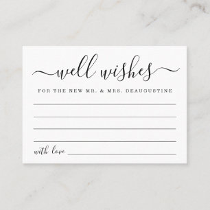 Modern Wedding Well Wunsche Card für Mr & Mrs. Telefonnummerkarte