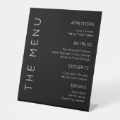 Modern WeddingMenu Schild, Schwarz/Weiß Menü Zeich Sockelschild (Vorderseite)