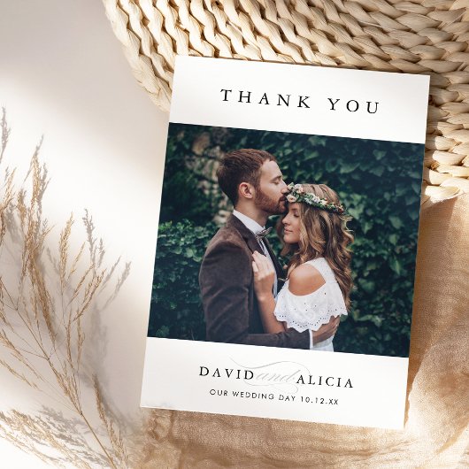 MODERN WEDN Foto Klassik Serif schwarz Einladung