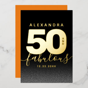 Modern Weibliches Orange 50 und Fantastisch Folieneinladung