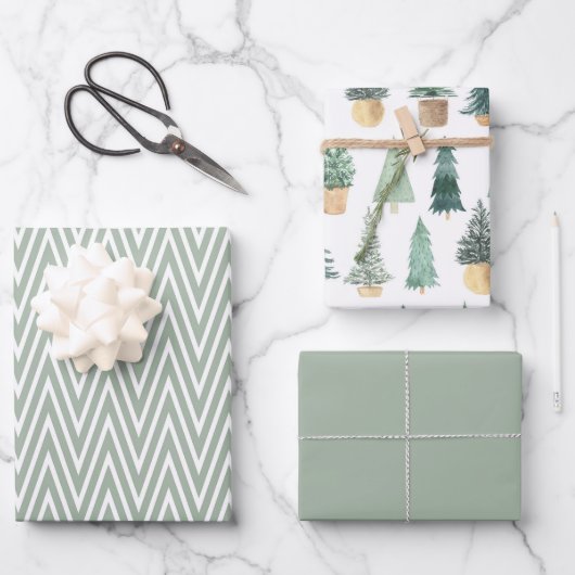Modern | Weihnachten | Bäume | Minimalistisch Geschenkpapier Set (Vorderseite)