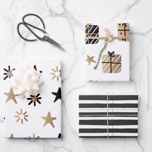 Modern | Weihnachten | Gold | Minimalistisch Geschenkpapier Set (Vorderseite)