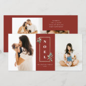 Modern WEIHNACHTEN Gold Winter Berry Frame Foto Ro (Vorne/Hinten)