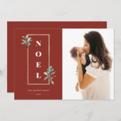 Modern WEIHNACHTEN Gold Winter Berry Frame Foto Ro (Vorne/Hinten)