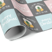 Modern Weihnachten - Rosa und Blau Geschenkpapier (Rolleneckpunkt)