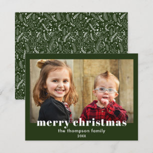 Modern Weihnachts Foto Green Simple Holiday Card Feiertagskarte