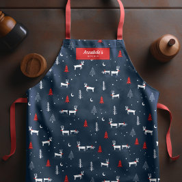 Modern Weihnachts-Winterwald Personalisiert Schürze