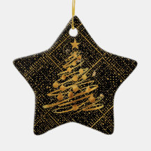 Modern, Weihnachtsbaum, Schwarz Gold Kreuz Muster