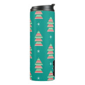 Modern Weihnachtsbaum Streifen Schneeflocken Thermosbecher (Nach links gedreht)