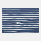 Modern Weiß & Blau Nautisch Gestreift Geschirrtuch (Horizontal)