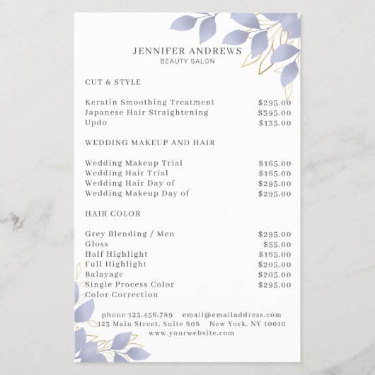 Modern Weiß Blaue Blätter Flyer (Vorne)