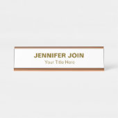 Modern weiß Golden Blush Schreibtisch Name Plakat Schreibtischnamensplakette (Vorderseite )