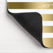 Modern Weiß und Imitat Gold Streifen Muster Mousepad (Ecke)