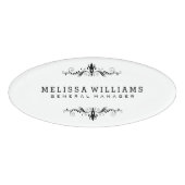 Modern weiß und schwarz mit Wirbel Namenschild (Vorderseite)