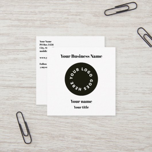 Modern weiße Logos mit QR-Code Quadratische Visitenkarte (Vorderseite/Rückseite Beispiel)