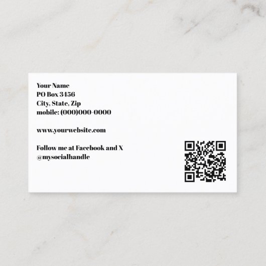 Modern weiße Logos mit QR-Code Visitenkarte (Rückseite)
