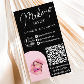 Modern weiße Makeup-Logo Qr-Code 2 Fotos Visitenkarte