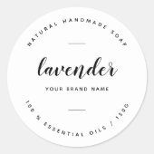 Modern weiße, minimalistische Seifenkennzeichnung Runder Aufkleber (Vorderseite)