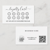 Modern weiße QR-Code-Firmenlogos Treuekarte (Vorne/Hinten)